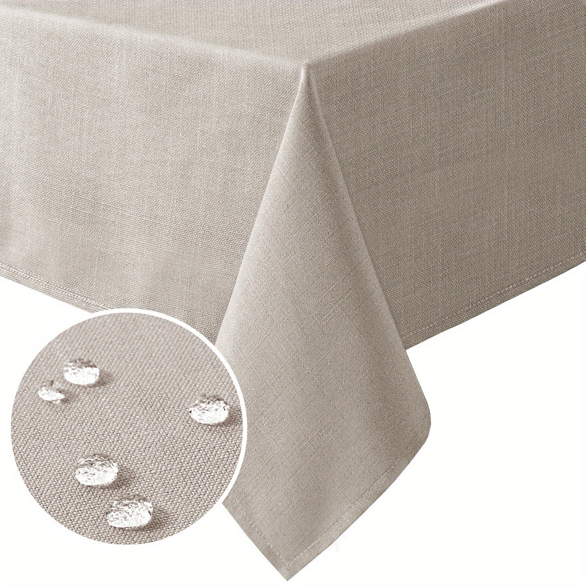 Linen Textured Tablecloth Rectangular High Solid Anti-Splash Tablecloth