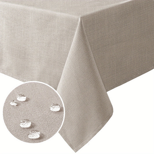 Linen Textured Tablecloth Rectangular High Solid Anti-Splash Tablecloth
