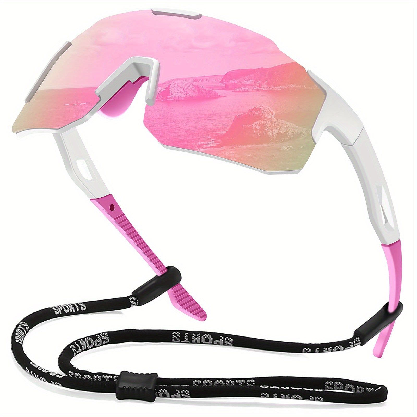 Men's Square Polarized Sunglasses Pink Lens Unisex Outdoor Sports Dazzling UV400