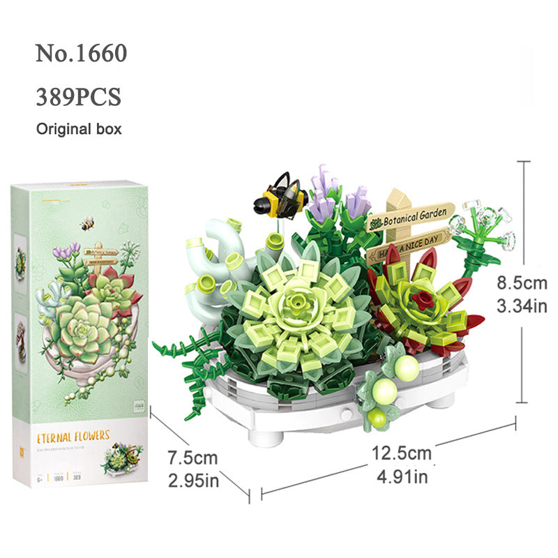 DIY 3D Model Home Decoration Mini Bonsai Building Blocks Flower Succulent