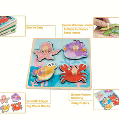 Wooden Peg Puzzle for 1 Year Olds - Educational Preschool Toy