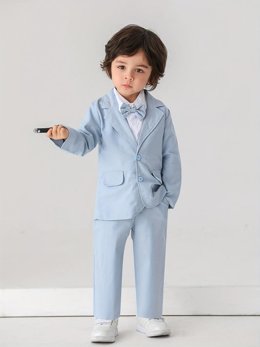 Boys Blazer Pants Suit with Bowknot for Wedding Birthday Party