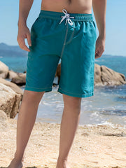 Men's Floral Beach Shorts Elastic Waist Swim Trunks