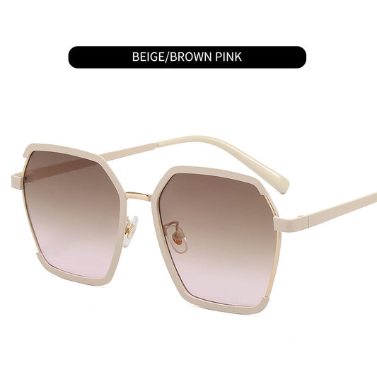 Multicolor Half Frame Gradient Sunglasses UV Protection Vintage Metal Goggles