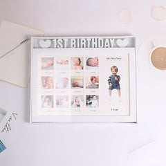 Heart-Shaped 12 Month Growth Record Picture Frame for Baby's Commemoration