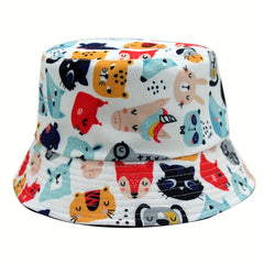 Cartoon Animal Printed Sunshade Bucket Hat for Men Women
