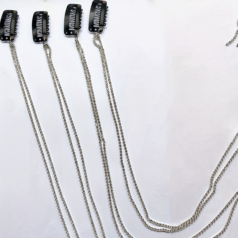 Glitter Faux Diamond Hair Chain Clips Ponytail Tassel Chain Hair Accessories