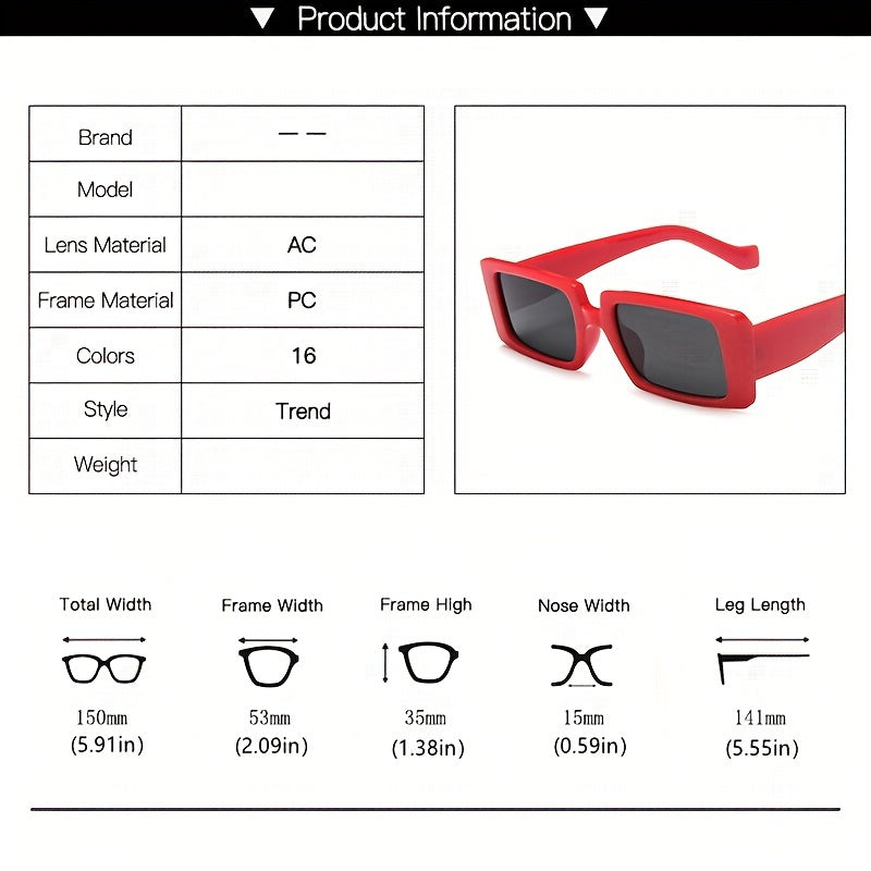 Rectangle Sunglasses Classic Hip Hop Sunshade Eyeglasses