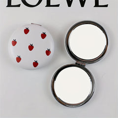 Strawberry Print Makeup Mirror Double Side Folding Cosmetic Vanity Mirror