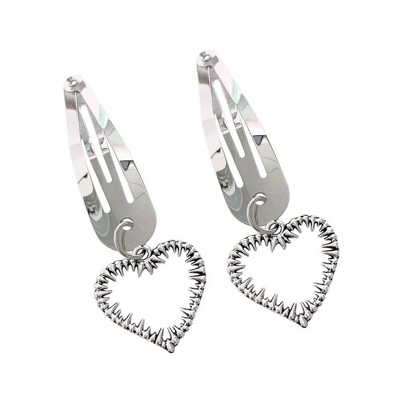 2pcs Silvery Hair Clip Snap Clip Y2K Hair Accessories