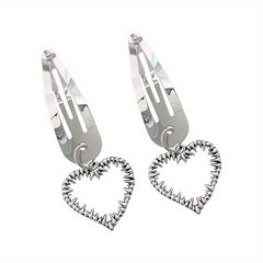 2pcs Silvery Hair Clip Snap Clip Y2K Hair Accessories