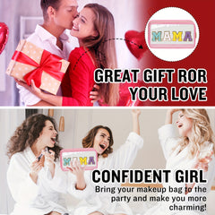 2 Pcs Clear Chenille Letter Patch Makeup Bags with Zipper