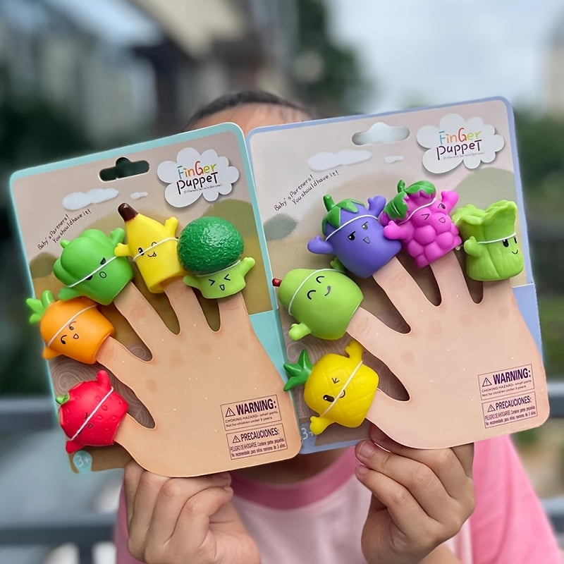 5pcs Kids Animal Finger Puppet Toy Set - Lion Elephant Bear Hand Puppet