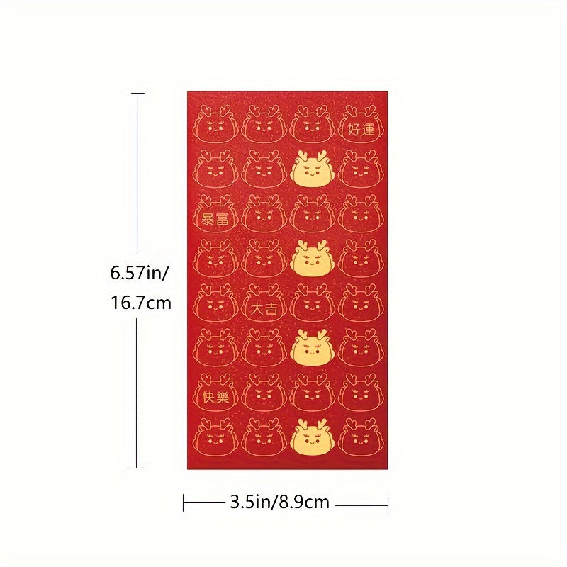 6pcs Year Of The Dragon Red Packet Lucky Money Envelopes