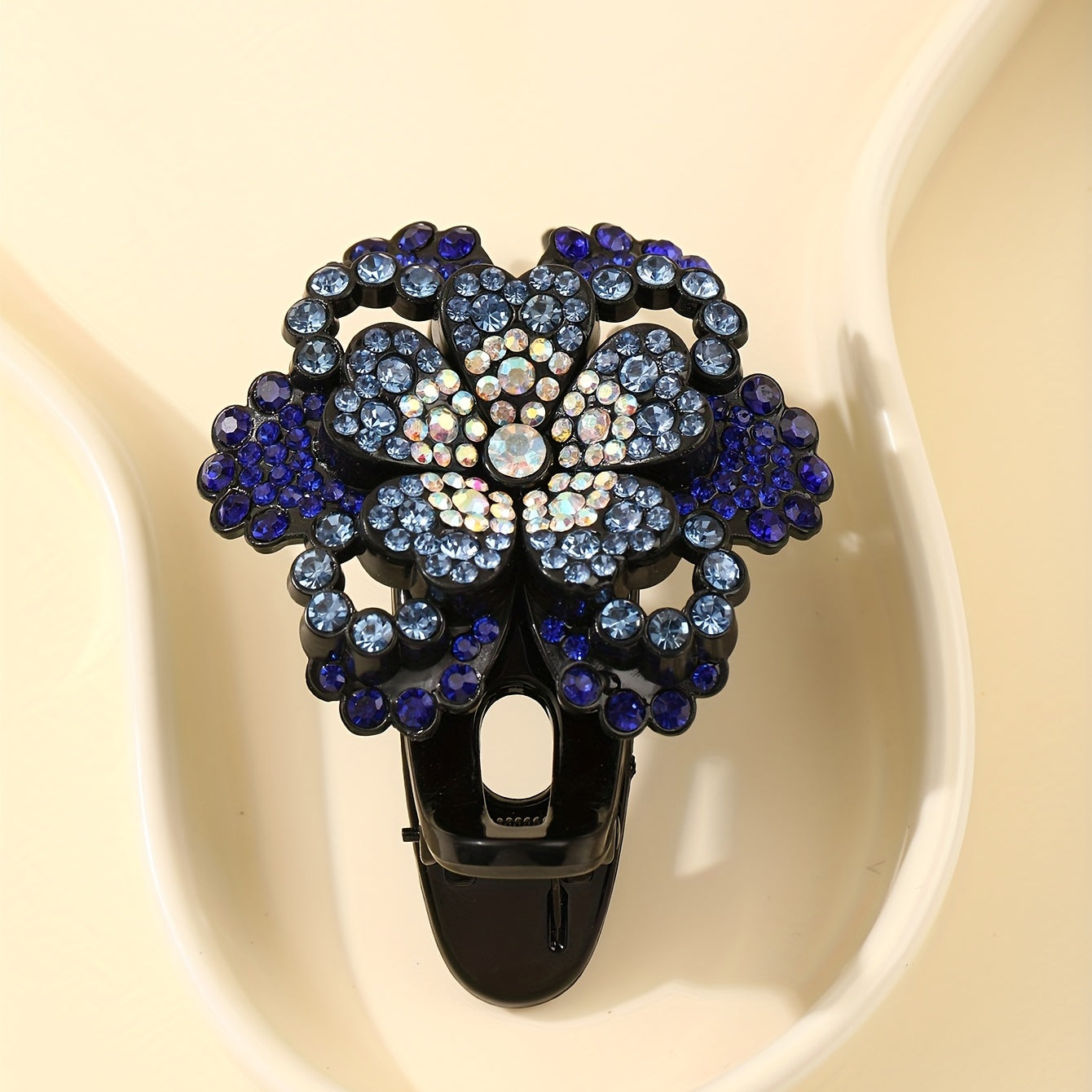 Rhinestone Flower Hair Claw Clip Sparkly Large Duck Billed Clip