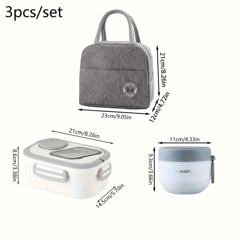 3pcs Meal Kit Set Lunch Box Insulated Bag Breakfast Cup Salad Cup