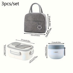 3pcs Meal Kit Set Lunch Box Insulated Bag Breakfast Cup Salad Cup