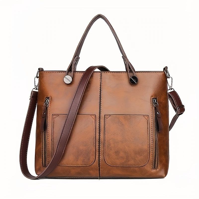 Vintage Large Capacity Square Shoulder Bag for Women