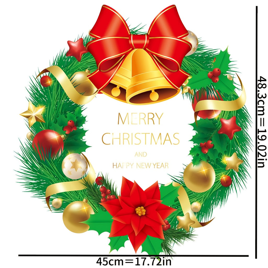 Christmas Wreath Window Stickers - Festive Holiday Decor for Glass Cabinets