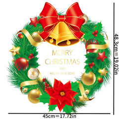 Christmas Wreath Window Stickers - Festive Holiday Decor for Glass Cabinets