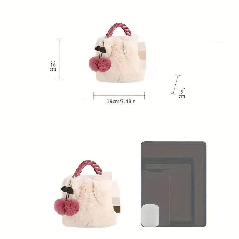 Winter Plush Girl Cherry Fur Bag Chain Diagonal Bucket Bag