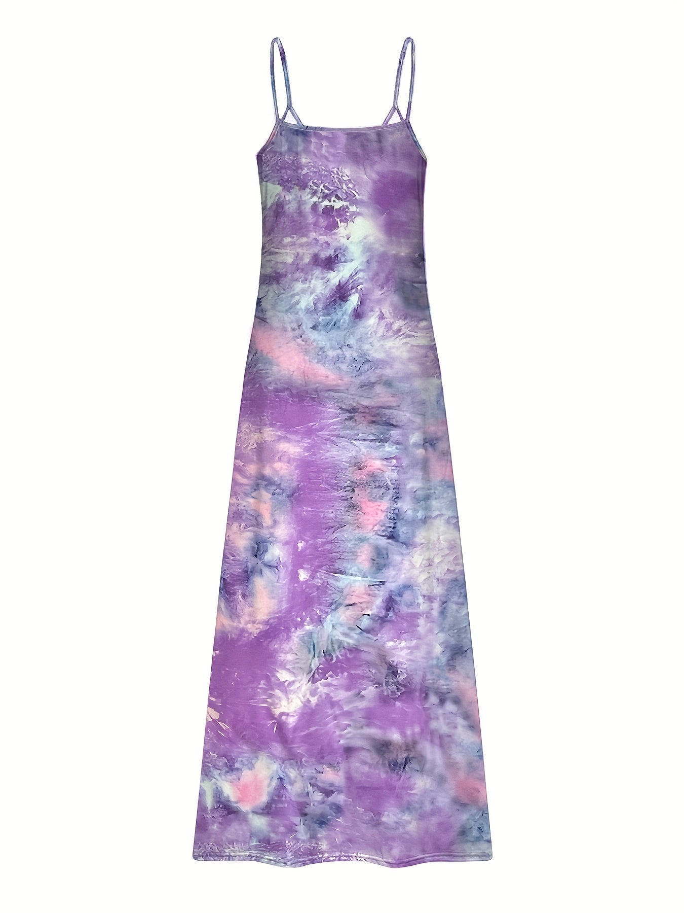 Tie Dye V Neck Cami Dress Sexy Sleeveless Spaghetti Dress