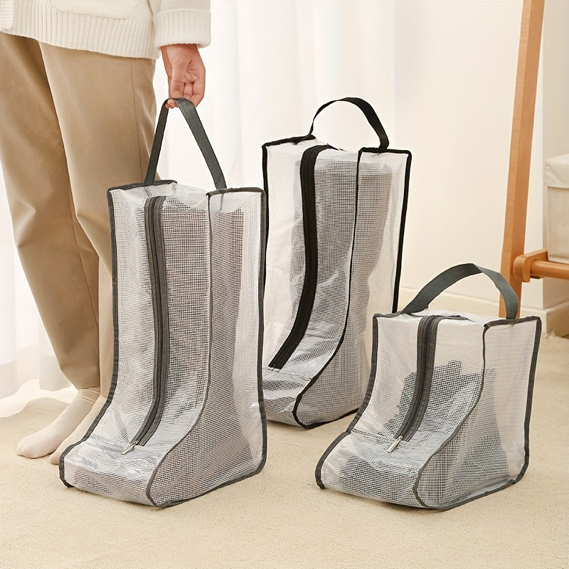 Transparent PVC Mesh Shoe Storage Bag with Zipper for Shoes and Boots