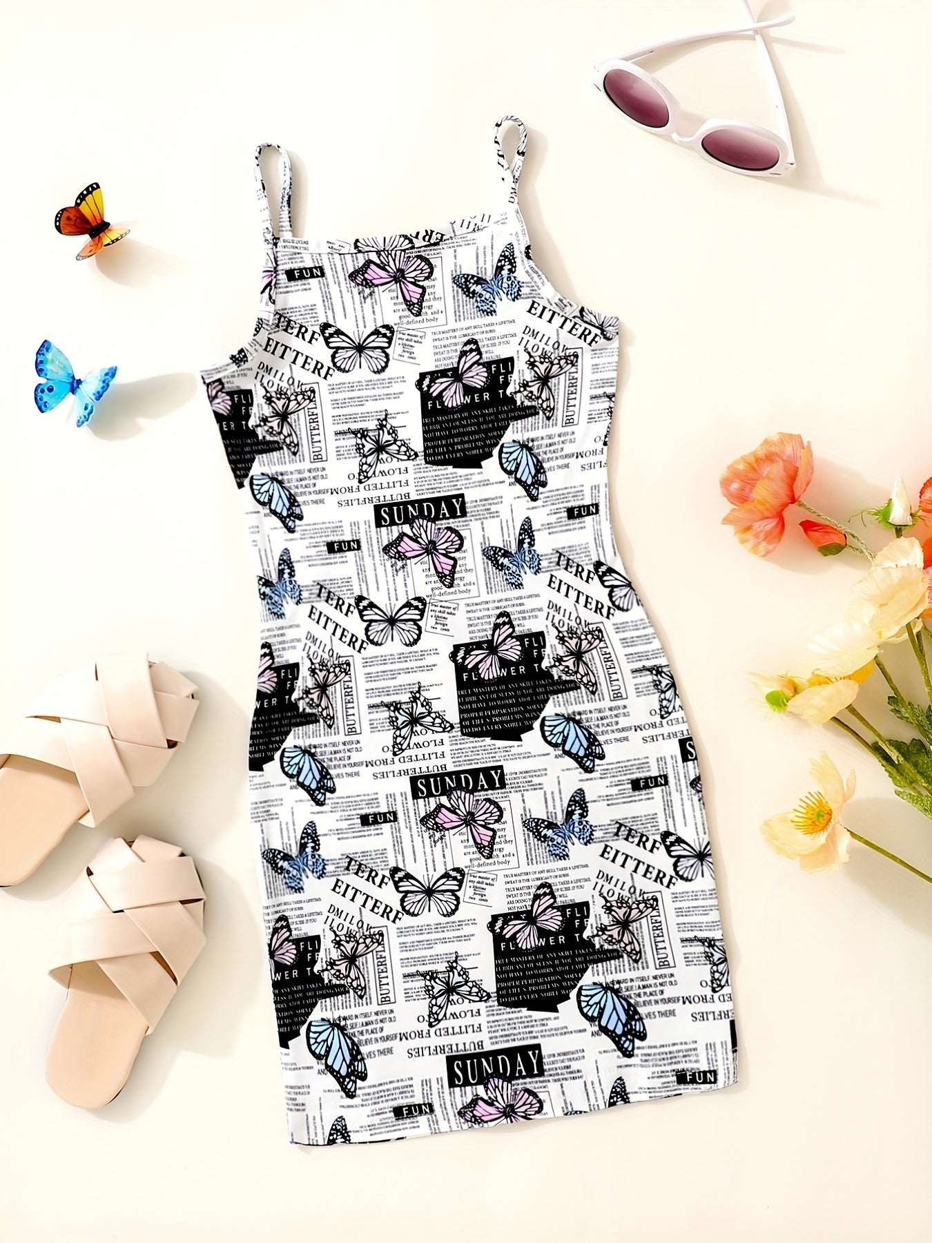 Girls Butterfly Tie Dye Cami Dress for Party Holiday