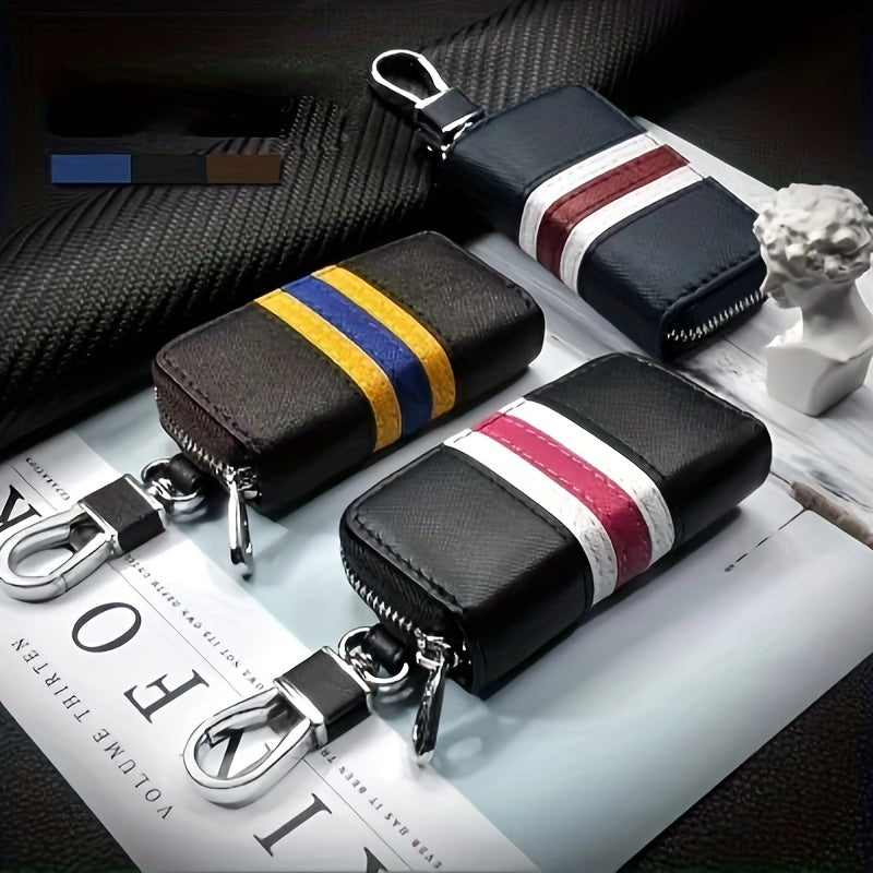 Car Key Bag Three Stripe Car Protection Case Zipper Wallet
