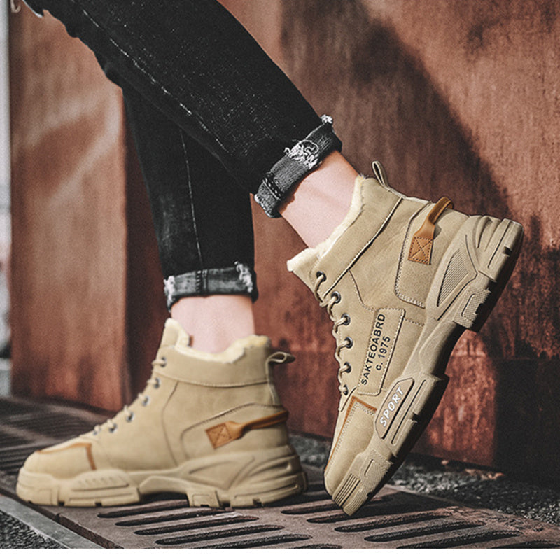 Men's Snow Boots Warm Plush Lining Non-slip Outdoor Hiking Shoes