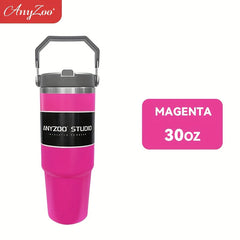 ANYZOO 30oz Stainless Steel Tumbler, Lid, Straw, Reusable, Dishwasher Safe