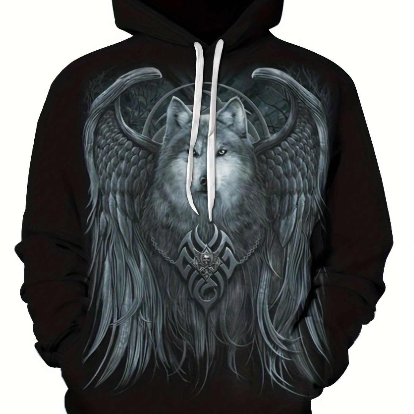 Men's Graphic Print Hoodie with Kangaroo Pocket