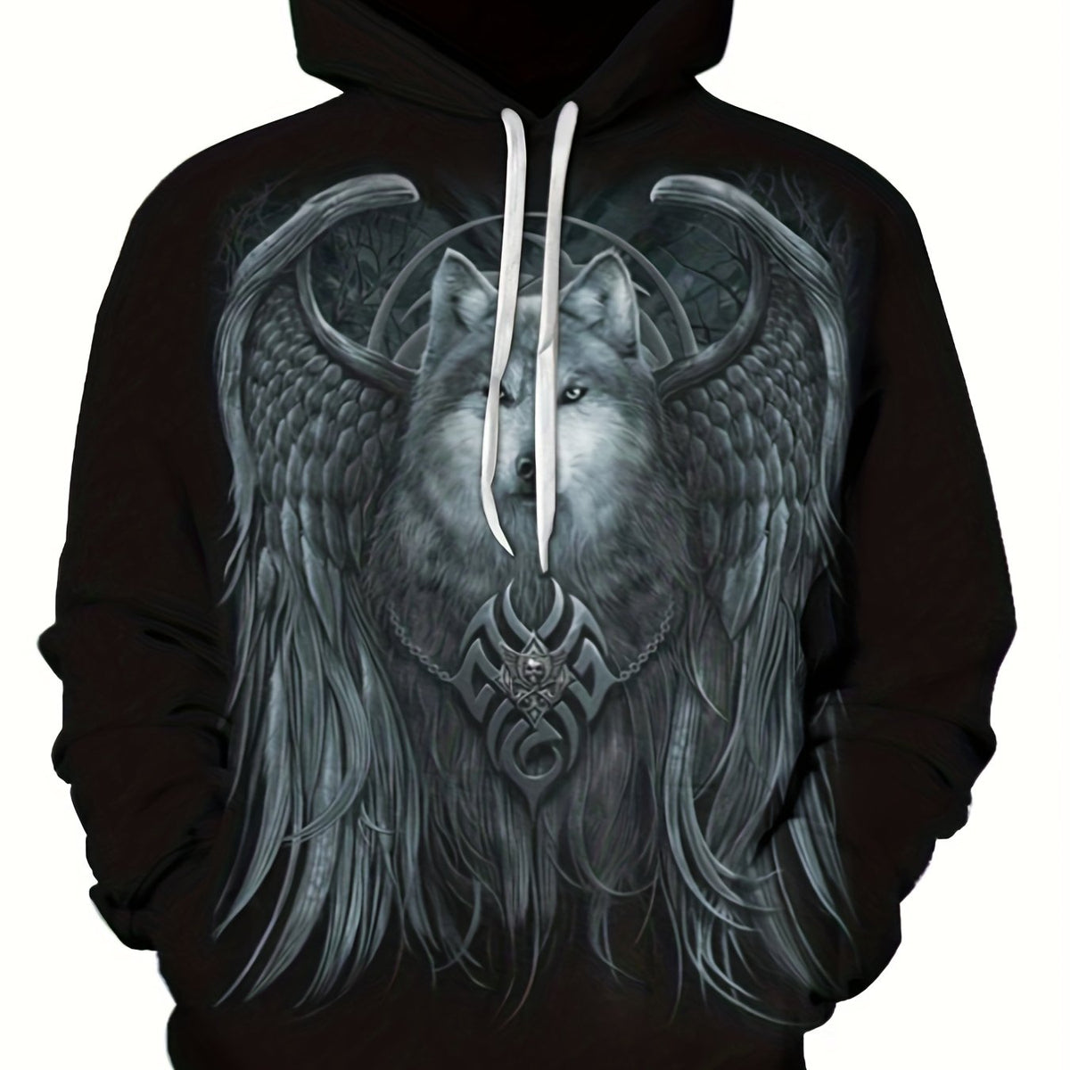 Men's Graphic Print Hoodie with Kangaroo Pocket
