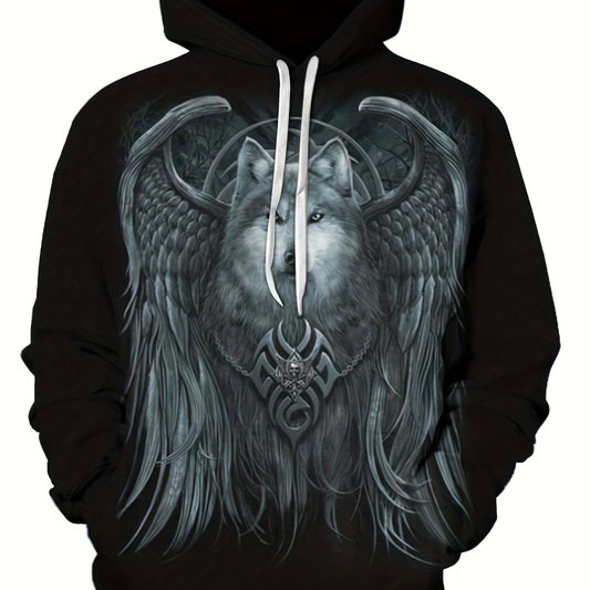 Men's Graphic Print Hoodie with Kangaroo Pocket