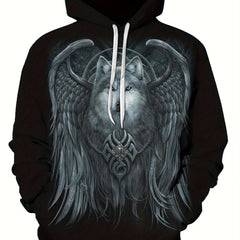 Men's Graphic Print Hoodie with Kangaroo Pocket
