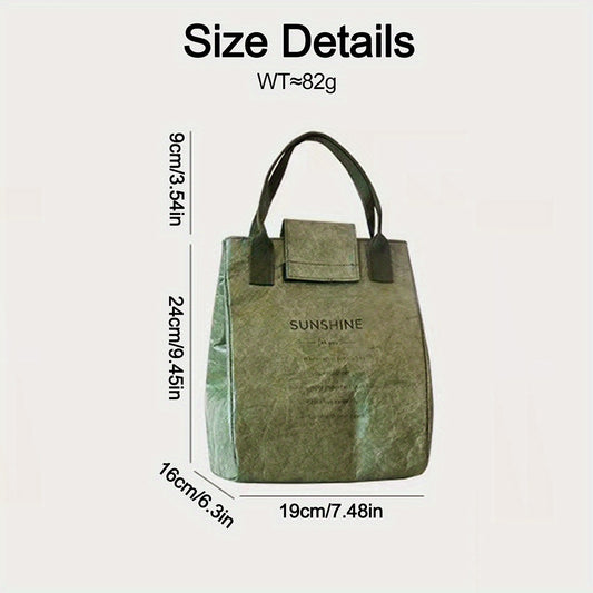 Waterproof Army Green Lunch Box Bag Insulated for Students and Office Workers