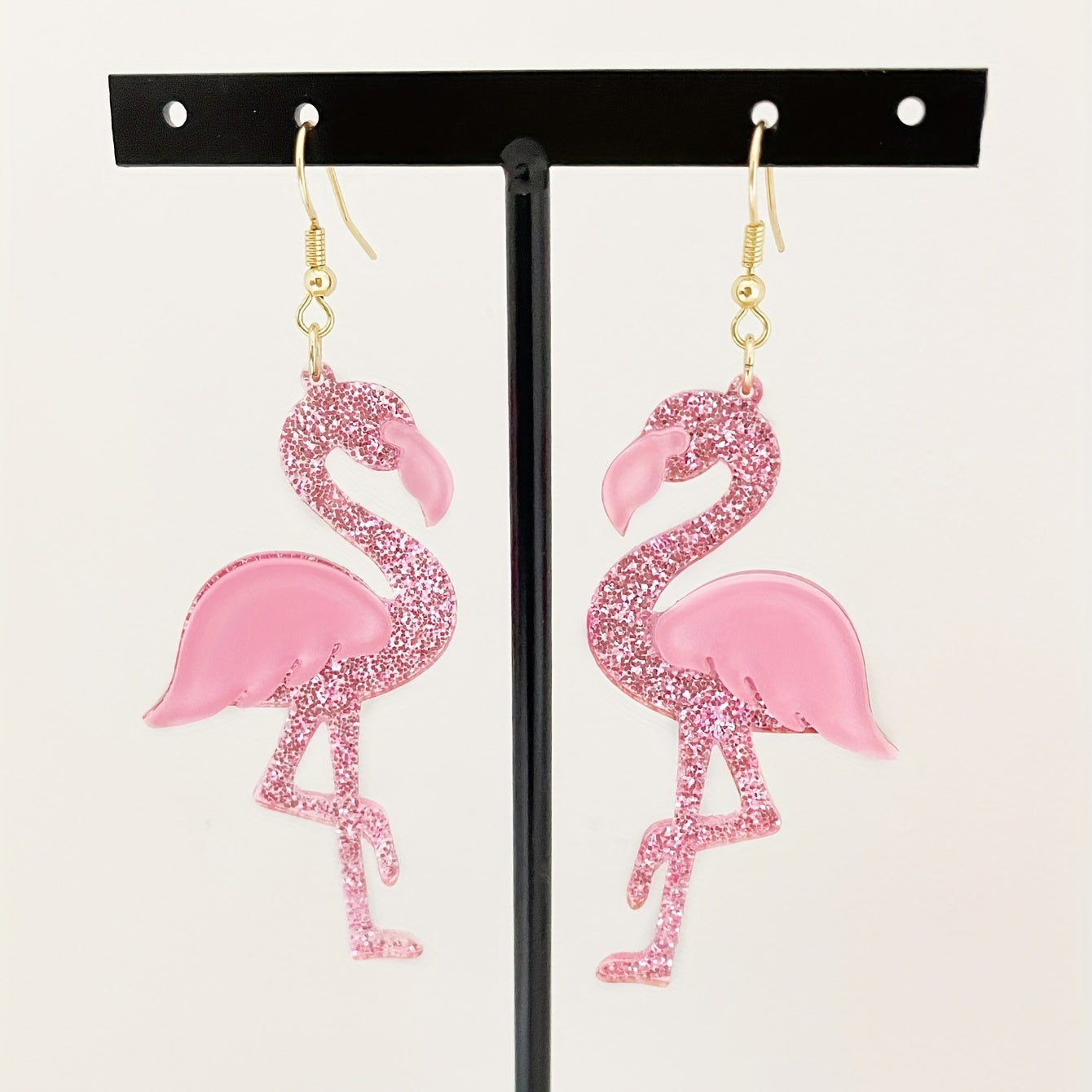 Western Style Pink Flamingo Earrings Acrylic Jewelry