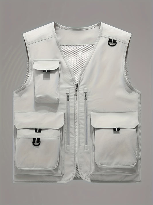 Men's Summer Outdoor Vest Breathable Zip Up & Thin Sleeveless Jacket