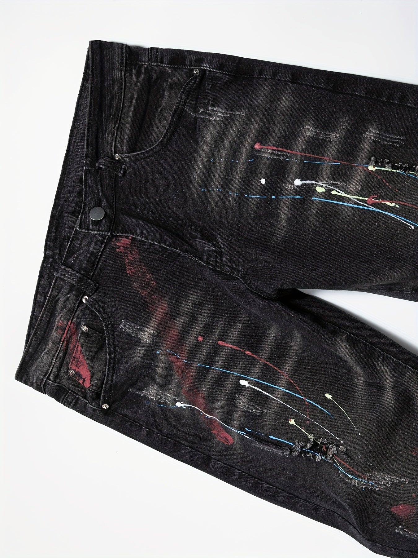 Spray Painted Patchwork Jeans Men's Street Style Jeans