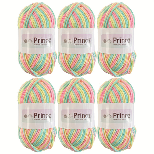 6pcs Gradient Soft Yarn DIY Craft Knit Sweater Scarf Socks Gloves 300g Bag