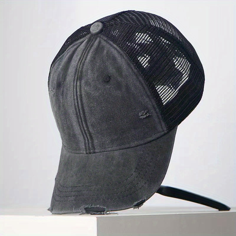 Vintage Distressed Washed Cap Mesh Board Hat for Boys Girls