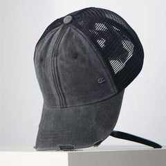 Vintage Distressed Washed Cap Mesh Board Hat for Boys Girls