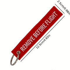 3PCS Remove Before Flight Aviation Embroidery Key Tag Key Chain Red
