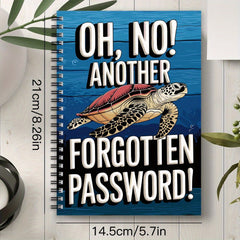 Spiral Password Notebook Logbook Turtle Cover 70 Pages