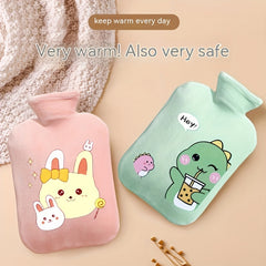 Plush Hand Warmer Hot Water Bottle Portable Small Print Design