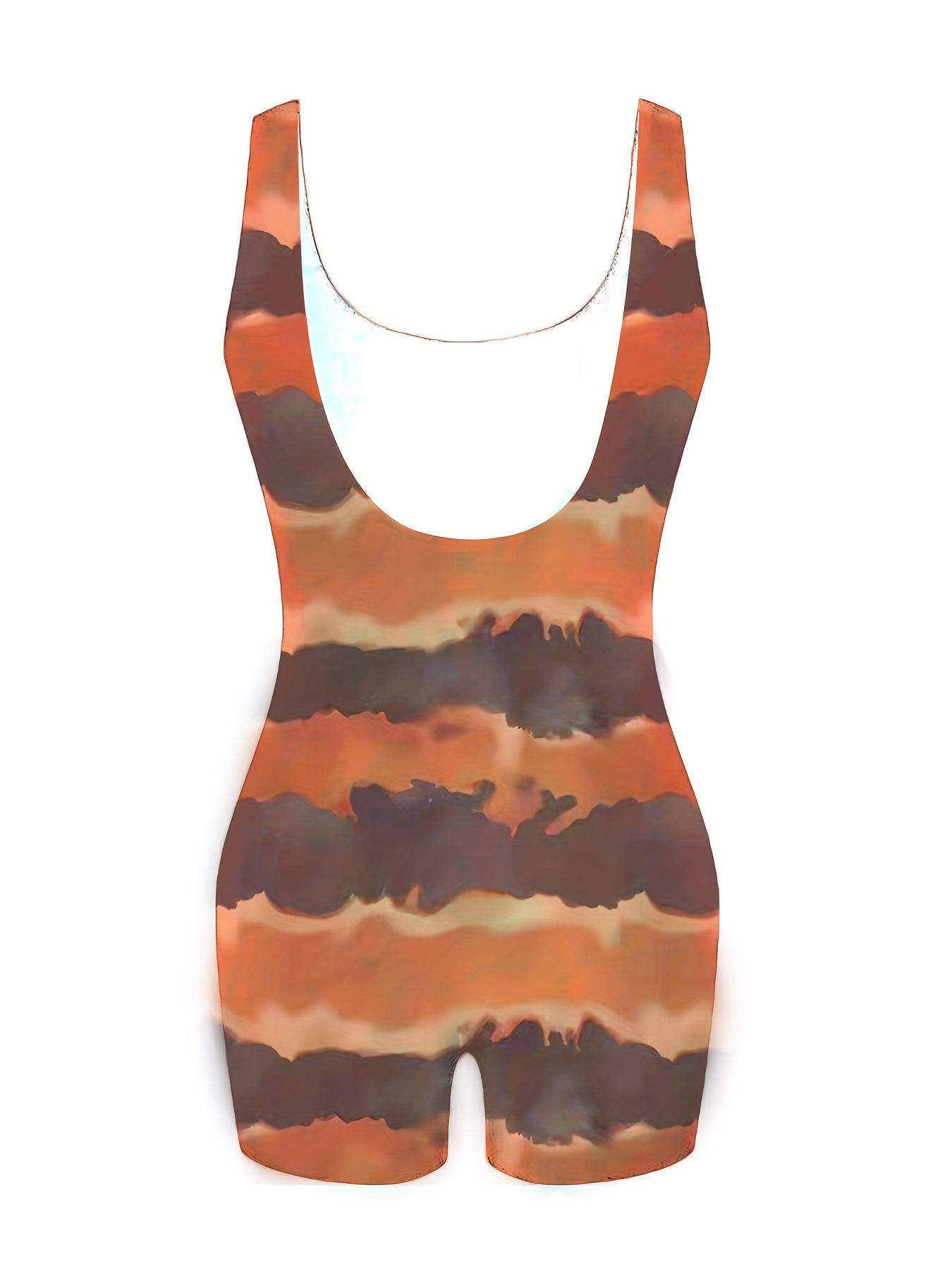 Tie Dye Striped Tank Romper Jumpsuit Women's Clothing