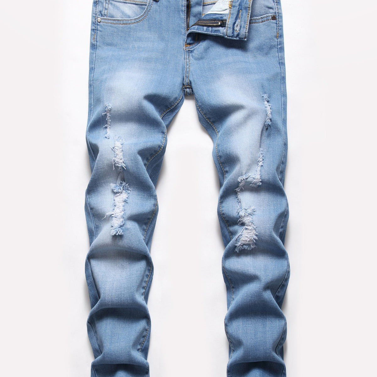 Boys Ripped Denim Jeans Long Straight Pants