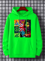 Men's Patchwork Graphic Hoodie Casual Slightly Stretch