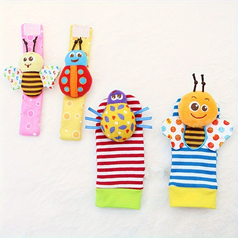 4pcs Baby Wrist Rattles Sock Toys for 0-12 Months