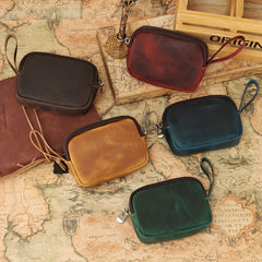 Vintage Small Coin Cash Purse Crazy Horse Leather Wallet